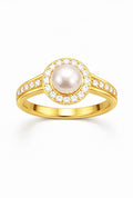 The Aurum Lustre Diamond-Set Pearl Ring